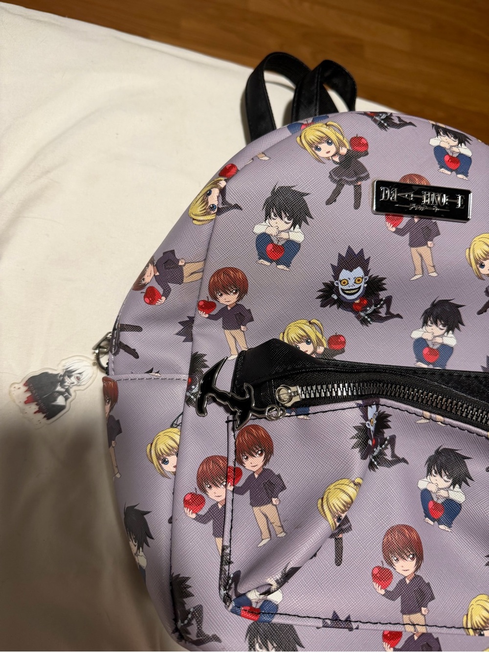 Hot Topic Lavender Death Note Mini Backpack with Character Print - Picture 2 of 7